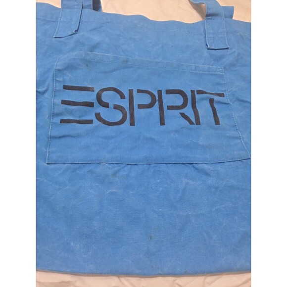 Vintage 90’s ESPRIT Blue Black Logo Tote Carryall Shopper Bag Large Made In USA - Picture 11 of 14